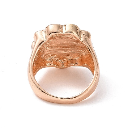 Enamel Flower with Yin Yang Finger Rings, Light Gold Alloy Signet Ring for Women