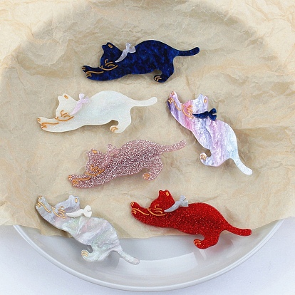 Симпатичные блестящие заколки для волос из ацетата целлюлозы в виде кошки и кожи аллигатора, аксессуары для волос для девочек