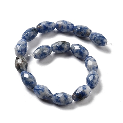 Perles de jaspe tache bleue naturelle, riz facettes
