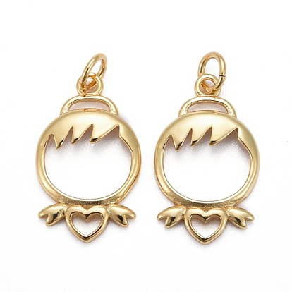 Brass Pendants, Long-Lasting Plated, Angel with Heart