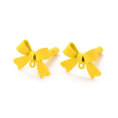 Alloy Stud Earring Findings, with 925 Sterling Silver Pins and Loop, Bowknot