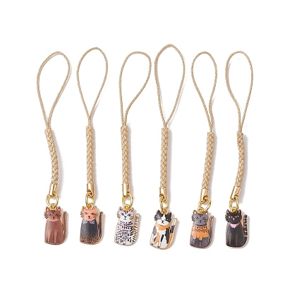 Ремешки для мобильных телефонов с эмалью из золотого сплава, форма кошки