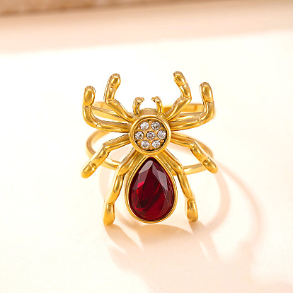 304 нержавеющая сталь с манжетой из кубического циркония с открытыми кольцами, паук