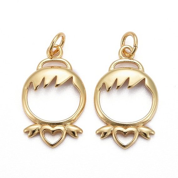 Brass Pendants, Long-Lasting Plated, Angel with Heart