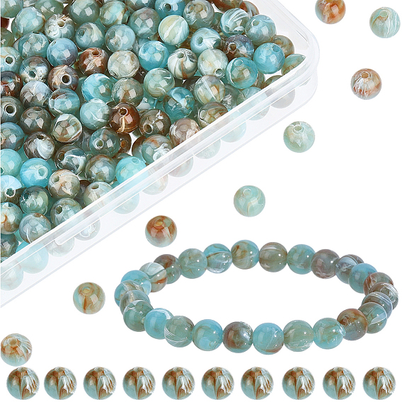 500Pcs Acrylic Beads, Imitation Gemstone Style, Round