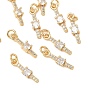 SHEGRACE Brass Micro Pave Cubic Zirconia Pendants, Cadmium Free & Nickel Free & Lead Free, Rectangle Charms, Clear