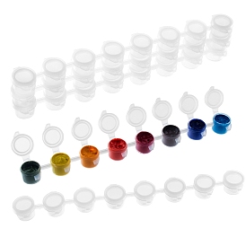 Plastic Paint Pots Strips, 3ml 8 Pots Mini Empty Paint Cups with Lids, for Arts Crafts Watercolor Pigment