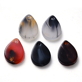 Cellulose Acetate(Resin) Pendants, with Glitter Powder, Teardrop