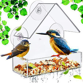 Transparent Plastic Bird Hanging Feeder, Outdoor Bird Feeder, Garden Decoration Container, House
