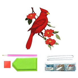 Bird Diamond Painting Kit, Including Acrylic Rhinestones Bag, Diamond Sticky Pen, Tray Plate, Metal Chain, Glue Clay and Canvas