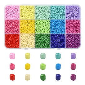 195G 15 Color 8/0 Baking Paint Glass Seed Beads, Round Hole, Round