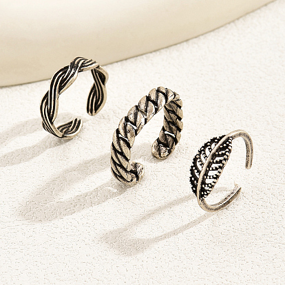 Наборы колец для ног с открытым носком из меди и листьев в винтажном стиле для женщин