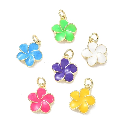 Colgantes de esmalte de bronce, encantos de la flor, chapado en rack, larga duración plateado, sin plomo y cadmio, real 18 k chapado en oro