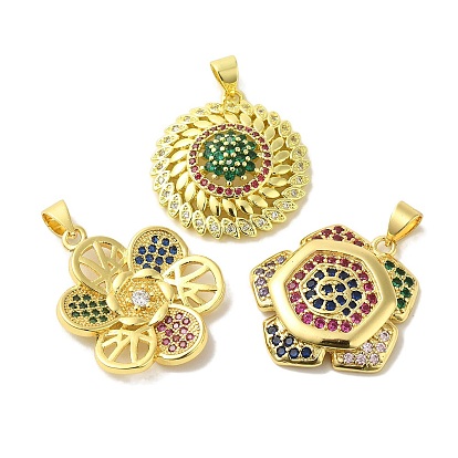 Латунные микро-паве красочные кубические циркониевые подвески, без кадмия, без никеля и без свинца, реальный 18 k позолоченный