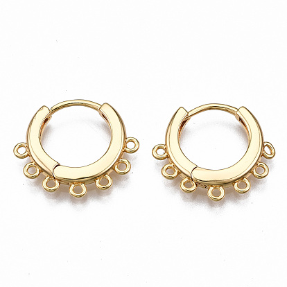 Brass Huggie Hoop Earring Findings, with Hoop, Nickel Free