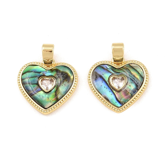 Кулон из циркония, сердце прелести, с естественной оболочкой paua