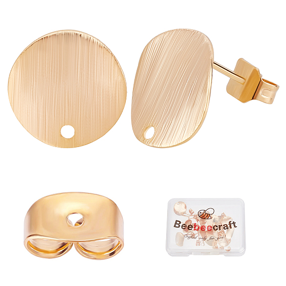 20 шт. латунные серьги-гвоздики, с отверстием, без никеля , плоско-круглые, с ушными гайками 20 шт.