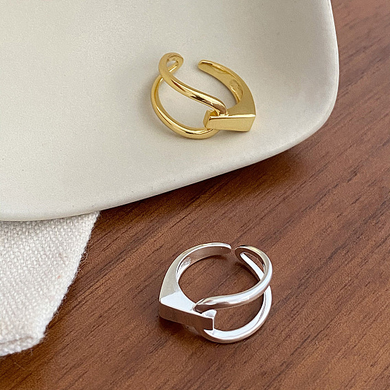 925 регулируемые манжеты из стерлингового серебра для женщин, неправильные линии