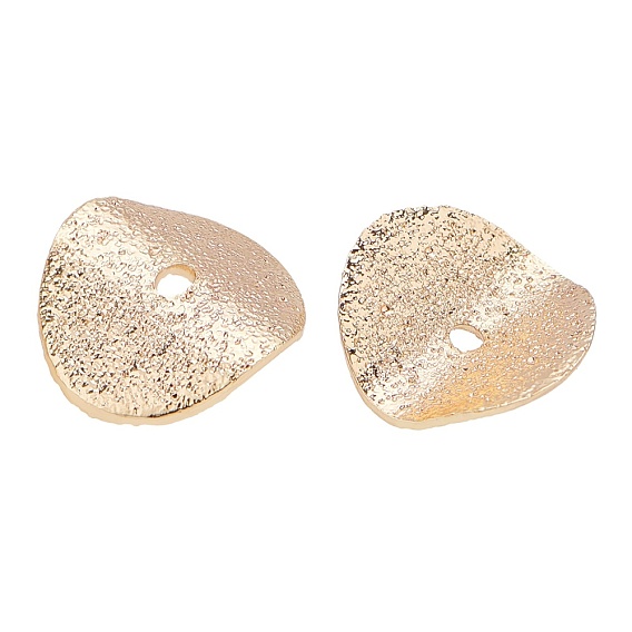 Brass Spacer Beads, Flat Round, Twisted, Real 18K Gold Plated