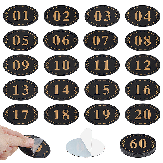 6 Bags 6 Styles Acrylic Number Plate, Oval