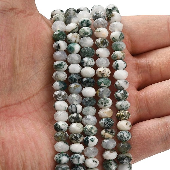 Натурального дерева агат бисер нитей, граненые, рондель