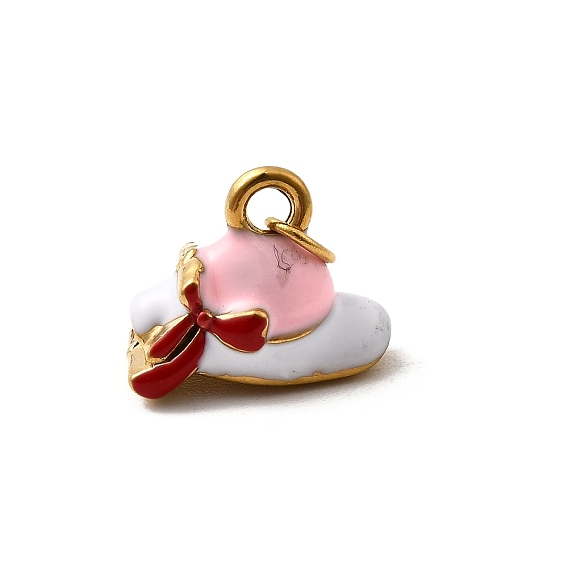 304 из нержавеющей стали шармы эмали, форма шляпы с подвесками в виде бантов, на гальванопокрытии (IP), реальный 18 k позолоченный