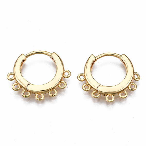 Brass Huggie Hoop Earring Findings, with Hoop, Nickel Free