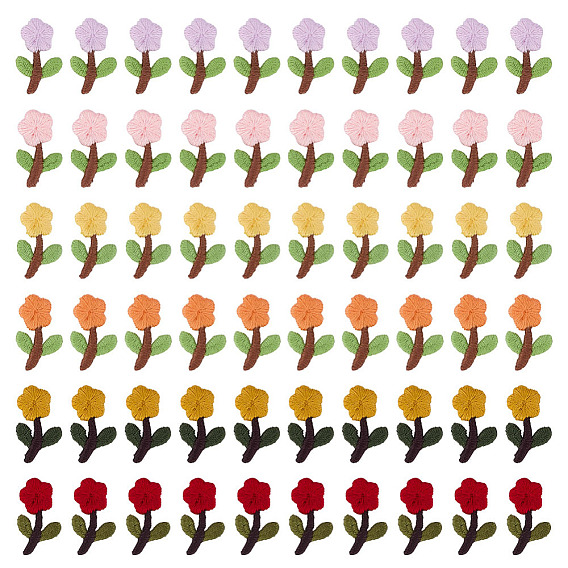 60шт 6 цвета полиэстер цветы, швейные принадлежности для украшения своими руками