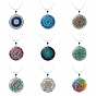 Glass Mandala Flower Dome Pendant Necklace, Platinum Brass Jewelry for Women