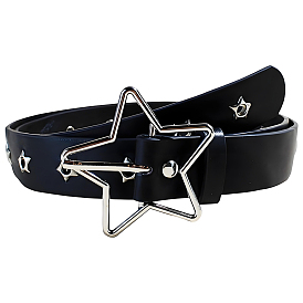 Ремни-цепочки из искусственной кожи с застежками-звездочками из сплава, платина