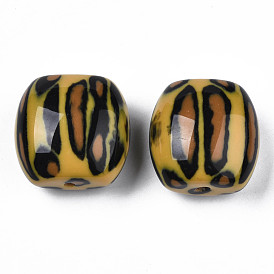 Zweifarbige Acrylperlen, mit Leoparden-Muster, Nachahmung Edelstein, Viereck