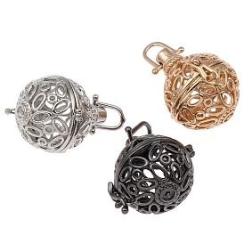 Brass Bead Cage Pendants, Round Hollow Cage Charms