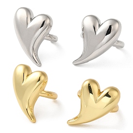 Rack Plating Brass Heart Cuff Earrings for Women, Lead Free & Cadmium Free, Long-Lasting Plated