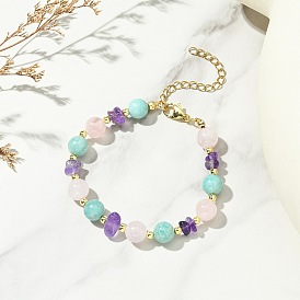 Браслеты для женщин из натуральных смешанных драгоценных камней и немагнитного синтетического гематита., круглые