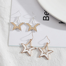 Stylish Pentagram Earrings in Original Gold and Silver - Versatile Fashion Accessories with European Flair