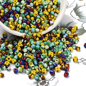 6/0 непрозрачные цвета просачиваться стеклянные бусины, круглые бисер, 3.5~4x2.5~3 мм, Отверстие : 0.5 мм , около 5500 шт / 450 г