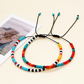 Bracelet femme style ethnique bohème perles de verre dégradé couple