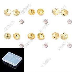 60Pcs 6 Styles 925 Sterling Silver Beads Caps, Flower