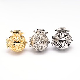 Латунные полые круглые подвески, для ожерелья, 26x25x22 мм, отверстие : 9x3.5 мм