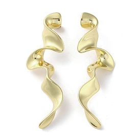 Rack Plating Brass Twist Dangle Stud Earrings, Lead Free & Cadmium Free