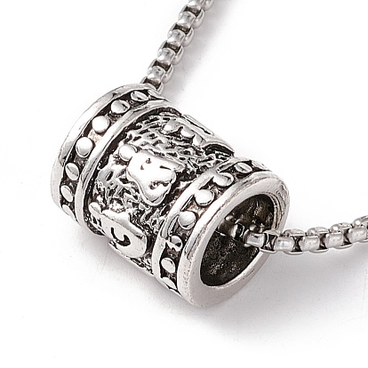 Alloy Column Pendant Necklace with 201 Stainless Steel Box Chains, Gothic Jewelry for Men Women