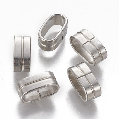 304 Stainless Steel Slide Charms/Slider Beads, For Leather Cord Bracelets Making, Oval