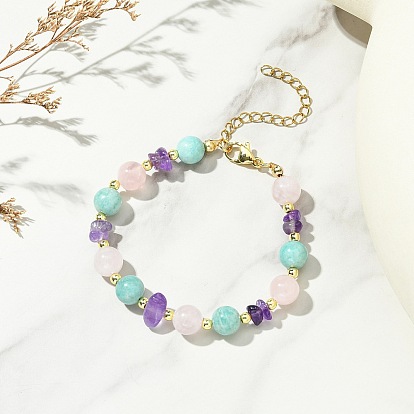 Браслеты для женщин из натуральных смешанных драгоценных камней и немагнитного синтетического гематита., круглые