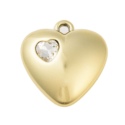 CCB Plastic with Rhinestone Pendants, Heart