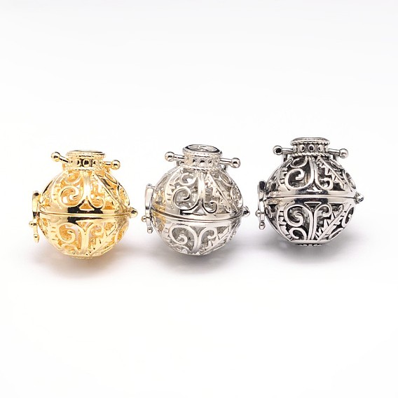 Латунные полые круглые подвески, для ожерелья, 26x25x22 мм, отверстие : 9x3.5 мм