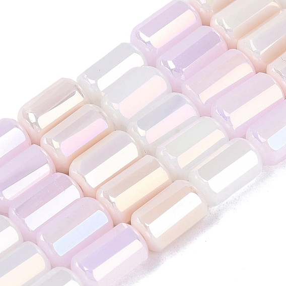 Electroplate Opaque Glass Beads Strands, Column, Faceted