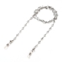 304 Stainless Steel Eyeglasses Chains, Neck Strap for Eyeglasses, with Heart Link Chains, Lobster Claw Clasps and Rubber Loop Ends