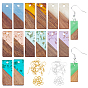 DIY Earring Making Kit, Including Rectangle Resin & Walnut Wood Pendants, Iron Earring Hooks & Open Jump Rings