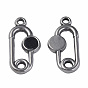 304 Stainless Steel Pendants, with Dyed Black Shell, Oval