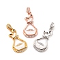 Natural Shell Pendants, with Clear Cubic Zirconia and Brass Findings, Long-Lasting Plated, Bag